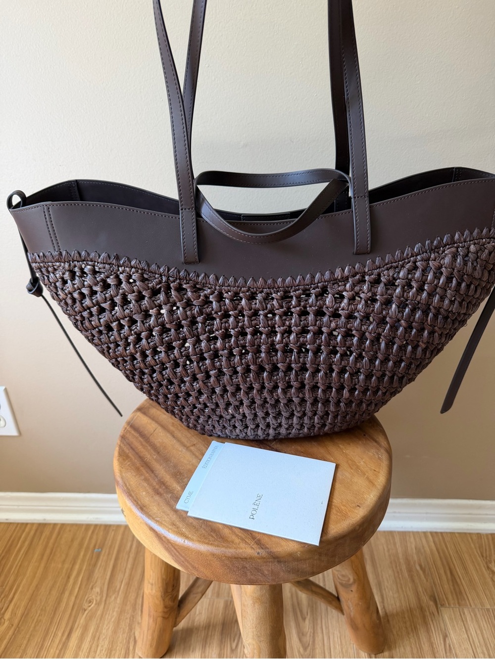 Polène Brown Woven Leather Tote - Picture 5 of 6
